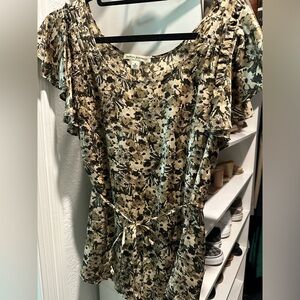 Banana Republic silk top with tie at waist.